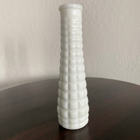 Milk glass bud vase square quilted pattern 8 3/4” vintage EO Brody - Picture 1 of 7